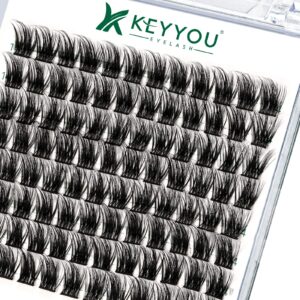 Lash Clusters 96pcs Individual Lashes Y08 D Curl 10-18MIX Cluster Lashes KEYYOU Volume Wispy Lash Extension Soft&Comfortable Easy DIY at Home(Y08 D-10-18MIX)