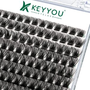 Lash Clusters 96pcs Individual Lashes Y03 D Curl 10-18MIX Cluster Lashes KEYYOU Volume Wispy Lash Extension Soft&Comfortable Easy DIY at Home(Y03 D-10-18MIX)