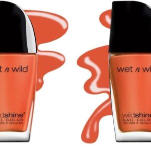 wet n wild Wild Shine Nail Polish, Orange-Red Nuclear War, Nail Color (Pack of 2)