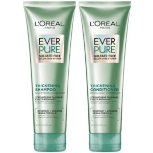 L’Oreal Paris Thickening Sulfate Free Shampoo and Conditioner, Thickens + Strengthens Thin, Fragile Hair, EverPure, 1 Hair Care Kit