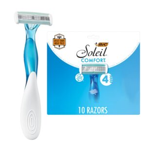 BIC Soleil Comfort Women’s Disposable 4 Blade Razors, Perfect for Shaving Needs, Razor Gift Sets for Women, 10-Pack
