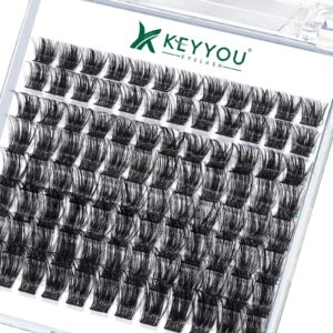 KEYYOU Lash Clusters, 96 Pcs DIY Lash Extensions, D Curl 10-18MIX, Soft & Comfortable Synthetic Fibers, Black