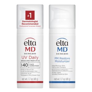 Bundle of EltaMD UV Daily SPF 40 Face Sunscreen + EltaMD PM Restore Night Moisturizer for Face