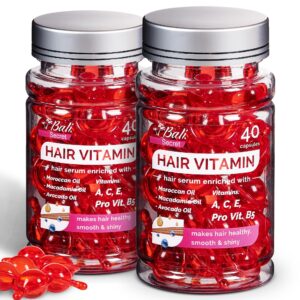 Bali Secret Hussell Hair Serum 80 Capsules – No Rinse with Argan Macadamia & Avocado Oils – Vitamins A, E, Pro B5 – Conditioner for Women & Men – Pack of 2