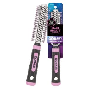 Conair Salon Results Metal Round Hairbrush – Hair brush for blow out – blowdryer brush – features metal barrel with nylon bristles – Adds body and fullness – suitable on all lengths – Pink/Black