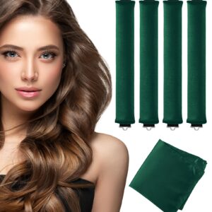 Heatless Curls Overnight Hair Curler – 4 Pcs Curling Rod to Sleep In, Velvet Hair Rollers with Satin Hair Scarf