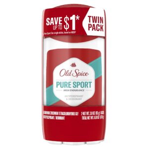 Old Spice Aluminum Free Antiperspirant Deodorant For Men, High Endurance, 24/7 Sweat Defense & Odor Protection, 24/7 Freshness & Lasting Scent, Pure Sport Scent, 3.0 oz (Pack of 2)