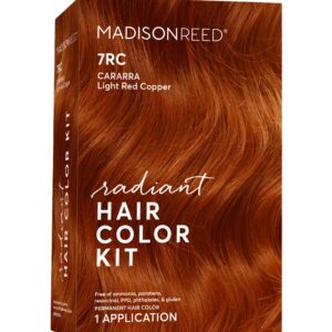 Madison Reed Radiant Hair Color Kit, Light Red Copper for 100% Gray Coverage, Ammonia-Free, 7RC Carrara Crimson, Permanent Hair Dye, Pack of 1