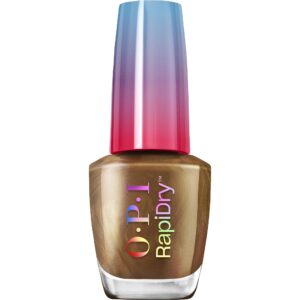 OPI RapiDry Fast Foodie | Opaque Bright Brown Shimmer Quick Dry Nail Polish | Vegan, Smudge Proof, Fast Drying
