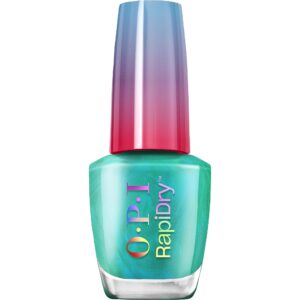 OPI RapiDry Speed of Bright | Semi-sheer Soft Blue Shimmer Quick Dry Nail Polish | Vegan, Smudge Proof, Fast Drying, Color: Speed of Bright