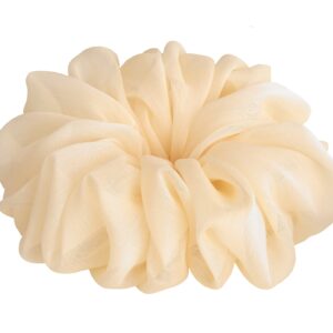 38 Colors Available, Big Scrunchies for Hair, Soft Cheer Chiffon large Ponytail Holder, Cute Birthday Gift for Women Girl Teen, Holiday Accessory (Chiffon Light Peach Pink)