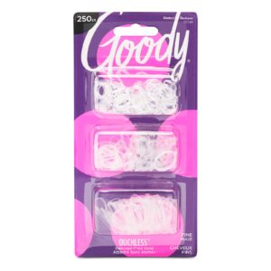 Goody Ouchless Polyband Hair Ties – 250 Ct, Clear, Latex Hair Bands for Women’s Hair, Easy Glide, Ultra-Strong Hold Hair Accessories for Women & Men, Secure Hold Ridge Design, All Hair Types