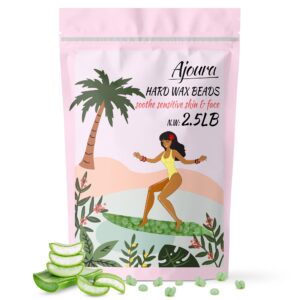 Ajoura 2.5LB Aloe Hard Wax Beads, Premium Wax for Sensitive Skin Hair Removal, Perfect for Full Body, Bikini, Face, Eyebrow, Back, Chest, Legs, Armpit, Big Pack Refill for Home & Salon Waxing (Green)