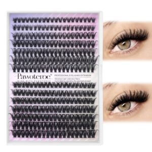 Pawotence Lash Clusters 280pcs Cluster Eyelash Extensions 40D 50D Eyelash Clusters Lash Extension 8-16mm Individual Lashes for Self Application at Home (40D&50D, 0.07D, 8-16mm)
