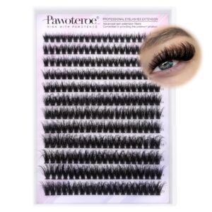 Pawotence Lash Clusters Full 80D Individual Lashes Cluster Eyelash Extensions 10-20mm Mix Eyelash Clusters 240pcs Lash Extension for Self Application (Mink 80D, 0.07D, 10-20mm)