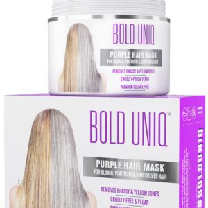BOLD UNIQ Purple Hair Mask – Toner For Blonde, Platinum, Bleached, Silver, Gray, Ash & Brassy Hair – Remove Yellow Tones & Condition Dry, Damaged Hair – Cruelty Free & Vegan – 6.76oz