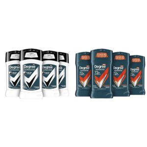 Degree Men UltraClear Antiperspirant Deodorant Black + White 4 count 72-Hour Sweat & Men Antiperspirant Deodorant Adventure 4 Count For Freshness and Odor Protection