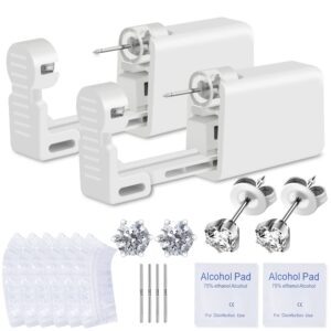 Ear Piercing Kit, Anzero 2 Pcs Disposable Ear Piercing Gun with Preloaded Ear Stud, at Home Self Ear Piercing Gun Kit – 5MM Earrings Stud