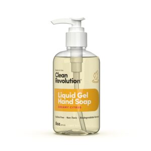 Clean Revolution Liquid Gel Hand Soap, Silky Rich Liquid, Quick Lather, Fast Rinsing, Contains Real Essential Oils (Dreamy Citrus) 8 Fl Oz