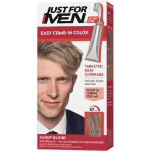 Just For Men Easy Comb-In Color Mens Hair Dye, Easy No Mix Application with Comb Applicator – Sandy Blond, A-10, Pack of 1