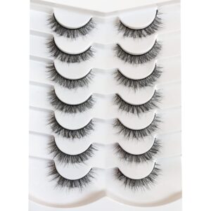 Pooplunch Fake Eyelashes Short Natural False Eyelashes Wispy Light Volume Faux Mink Eye Lashes 7 Pairs Pack