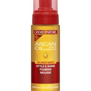 Creme of Nature Argan Oil Foaming Mousse, Style & Shine, Creates Soft Wraps, Defines Curls, Prevents Frizz & Adds Exotic Shine, 7 Fl Oz