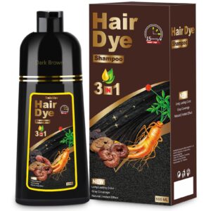 Sminktec 3 in 1 Herbal Dark Brown Hair Dye Shampoo for Women and Men