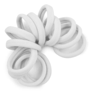 Cyndibands Seamless Hair Ties – White – Gentle Hair Ties No Damage, Standard Size 1.5 Inch, Soft and Stretchy Nylon Fabric Ponytail Holders – 12 Count