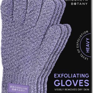 Brooklyn Botany Exfoliating Gloves for Bath and Shower – Heavy Duty Exfoliating Body Scrubber for Massage and Dead Skin Remover for Body – 2 Pairs