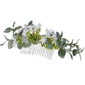 PartyforU Handmade Green Flower Hair Combs – Woodland Floral Combs for Hair Boho Hair Combs for Wedding Bridal Shower Maternity Shoot Bachelorette Party Engagement