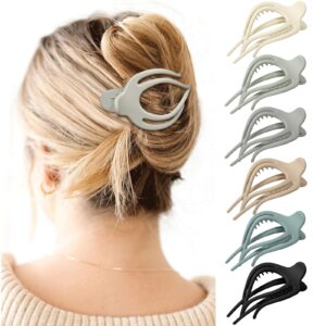 French Concord Hair Clips Claw – 6Pcs Side Slid Flat Hair Clips for Volume Strong Hold No Slip Grip Hair Claw Clips for Women Girls Thick Thin Hair (Matte Curved(Medium,4 inches) #1)
