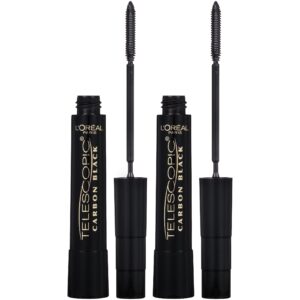 L’Oreal Paris Makeup Telescopic Original Lengthening, Lash Separating Mascara with Dual Precision Brush, Washable, Carbon Black, 0.27 Fl Oz., 2 Count