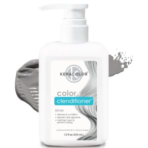 KERACOLOR Clenditioner SILVER Hair Dye – Semi Permanent Hair Color Depositing Conditioner, Cruelty-free, 12 Fl. Oz