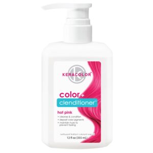 Keracolor Clenditioner HOT PINK Hair Dye – Semi Permanent Hair Color Depositing Conditioner, Cruelty-free, 12 Fl. Oz.