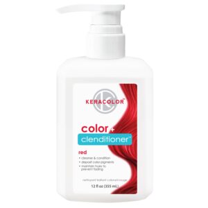 Keracolor Clenditioner Color Depositing Conditioner – Hair Glaze Colorwash, Red, 12 Fl Oz