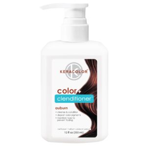Keracolor Color + Clenditioner 3-in-1 Color-Depositing Conditioner, Gently Cleanses & Conditions, Semi-Permanent Auburn Hair Color, 12 Fl Oz