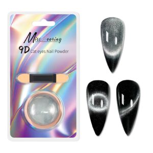 Silver Acrylic Mirror Chrome Nail Powder> 9D Cat Eye Magnetic Nail Glitter Powder> Metallic Nail Powder for Women> Chameleon Effect Silver Chrome Nail Powder for Nail Art Decoration & DIY Design