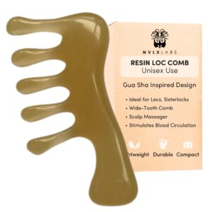 Loc Comb – Scalp Massager | Gua Sha Hair Care Inspired Wide Tooth Comb for Curls – Head Massager for Hair Growth, Hair Detangler for Women, Men By NVLX LABS (Sunkissed)