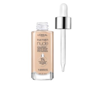 L’Oreal Paris True Match Nude Hyaluronic Tinted Serum Foundation with 1% Hyaluronic acid, Rosy Light 1-2.5, 1 fl. oz.