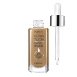 L’Oreal Paris True Match Nude Hyaluronic Tinted Serum Foundation with 1% Hyaluronic acid, Medium Tan 5-6, 1 fl. oz.