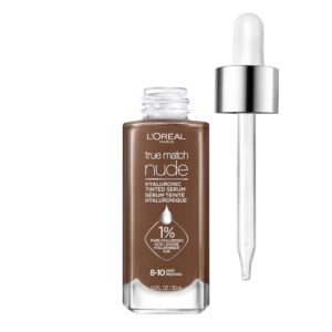 L’Oreal Paris True Match Nude Hyaluronic Tinted Serum Foundation with 1% Hyaluronic acid, Deep 8-10, 1 fl. oz.