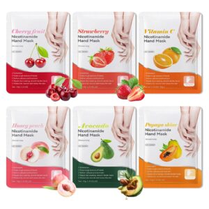 WLGLinGui 6 Pairs Hand Masks Moisturizing Gloves Overnight>Hydrating Exfoliating Hand Peeling Spa Masks for Dry Cracked Rough Hands>Silky Hand Care Mask for Women Men M