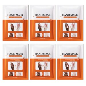WLGLinGui 6 Pairs Hand Masks Moisturizing Gloves Overnight>Hydrating Exfoliating Hand Peeling Spa Masks for Dry Cracked Rough Hands>Silky Hand Care Mask for Women Men L