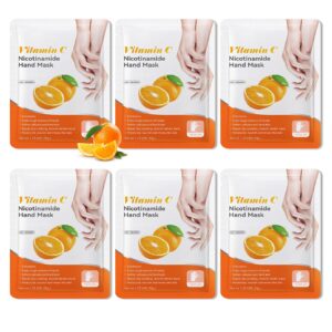 WLGLinGui 6 Pairs Hand Masks Moisturizing Gloves Overnight>Hydrating Exfoliating Hand Peeling Spa Masks for Dry Cracked Rough Hands>Silky Hand Care Mask for Women Men C