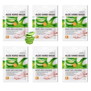 WLGLinGui 6 Pairs Hand Masks Moisturizing Gloves Overnight>Hydrating Exfoliating Hand Peeling Spa Masks for Dry Cracked Rough Hands>Silky Hand Care Mask for Women Men I