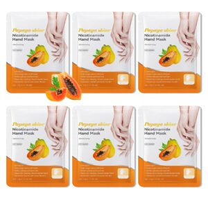 WLGLinGui 6 Pairs Hand Masks Moisturizing Gloves Overnight>Hydrating Exfoliating Hand Peeling Spa Masks for Dry Cracked Rough Hands>Silky Hand Care Mask for Women Men F