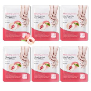 WLGLinGui 6 Pairs Hand Masks Moisturizing Gloves Overnight>Hydrating Exfoliating Hand Peeling Spa Masks for Dry Cracked Rough Hands>Silky Hand Care Mask for Women Men D