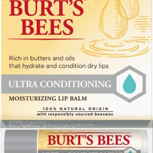 Burt’s Bees Ultra Conditioning Moisturizing Lip Balm, Lip Moisturizer Rich in Oils and Butters, 2 Tubes, 0.15 oz.