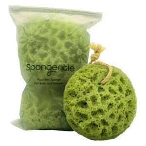 Spongentle Deep Cleansing Body Loofah Sponge, Natural Colors, for Bath and Shower, Multiple Textures for Gentle and Deep Exfoliation, Generous and Rich Lather, (Pack of 3)