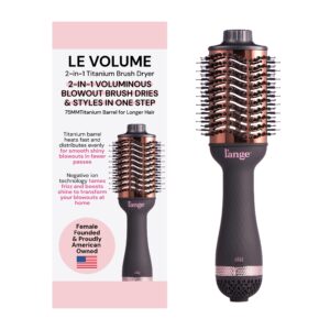 L’ANGE HAIR Le Volume 2-in-1 Titanium Brush Dryer Black | 75 MM Hot Air Blow Dryer Brush in One with Oval Barrel | Hair Styler for Smooth, Frizz-Free Results for All Hair Types (Black – 75MM)